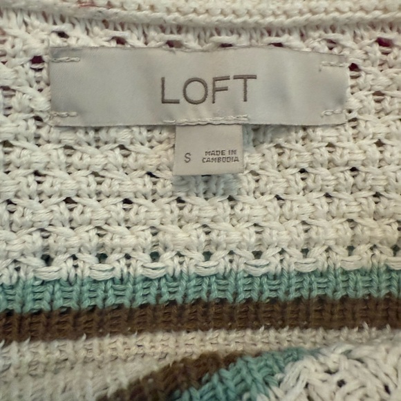LOFT Striped Pointelle Sweater Size Small Lightweight - Picture 4 of 8